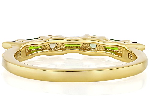 Pre-Owned 0.46ctw Chrome Diopside With 0.29ctw Multi Tourmaline 18k Yellow Gold Over Sterling Silver - Size 10