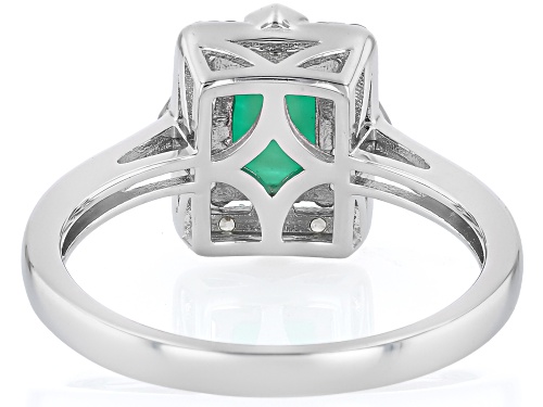Pre-Owned 0.96ctw Zambian Emerald with Prazana® Lab Grown Diamonds Rhodium and 18k Gold Over Silver - Size 6