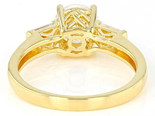 Pre-Owned MOISSANITE FIRE® 1.64CTW DEW ROUND & BAGUETTE 14K YELLOW GOLD OVER SILVER RING - Size 7