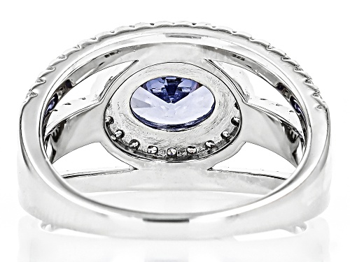 Pre-Owned Bella Luce® Esotica™ 3.71ctw Tanzanite And White Diamond Simulants Rhodium Over Sterling S - Size 6