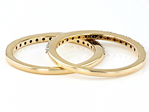 Pre-Owned 0.25ctw Round White Diamond 10k Yellow Gold Band Ring Set Of 2 - Size 7