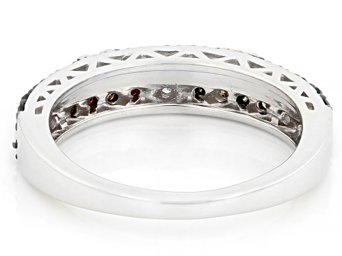 Pre-Owned 0.50ctw Round Multi-Color And White Diamond Rhodium Over Sterling Silver Band Ring - Size 5