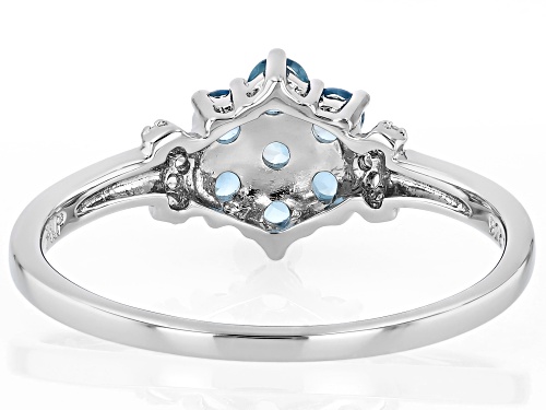 Pre-Owned 0.35ctw Ofiki Nigerian Aquamarine With 0.06ctw Zircon Rhodium Over Sterling Silver Ring - Size 9