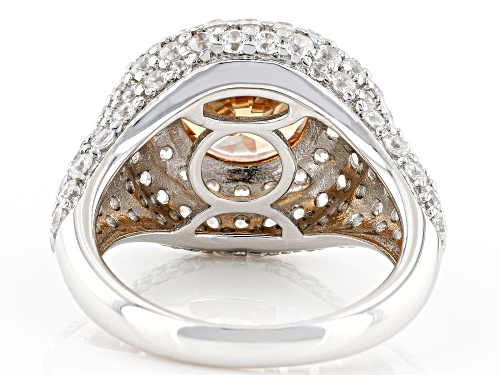 Pre-Owned Bella Luce® 11.36ctw Champagne And White Diamond Simulants Rhodium Over Sterling Silver Ri - Size 6