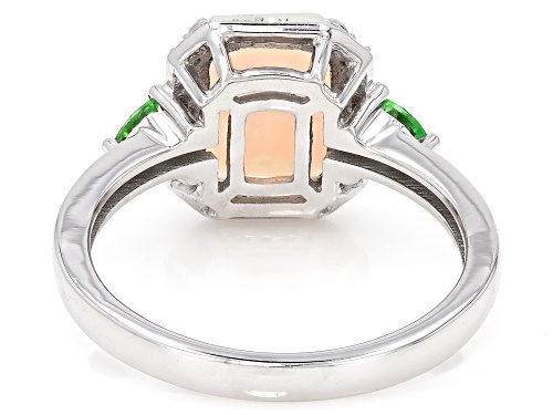 Pre-Owned 1.20ctw Ethiopian Opal with 0.16ctw Tsavorite & 0.18ctw White Zircon Rhodium Over Silver R - Size 10