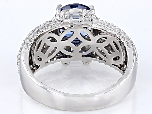 Pre-Owned Bella Luce® Esotica™ 5.70ctw Tanzanite And White Diamond Simulants Rhodium Over Sterling S - Size 10