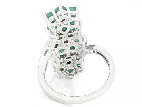 Pre-Owned 1.68ctw Round Brazilian Emerald With 0.02ctw Round Diamond Accent Rhodium Over Silver Ring - Size 7