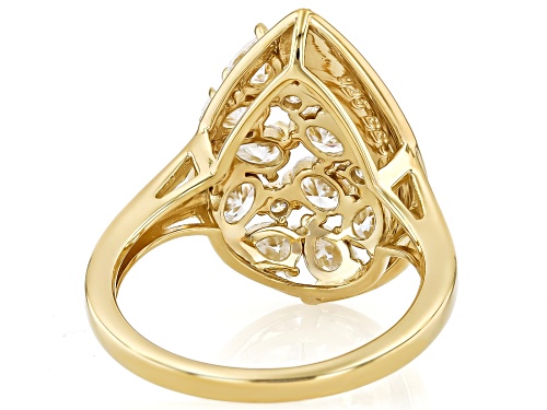 Pre-Owned MOISSANITE FIRE® 1.75CTW DEW PEAR AND OVAL AND ROUND 14K YELLOW GOLD OVER SILVER RING - Size 6