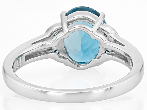 Pre-Owned 2.96ct London Blue Topaz with 0.10ctw Prazana® Lab-Grown Diamonds Rhodium Over Silver Ring - Size 7