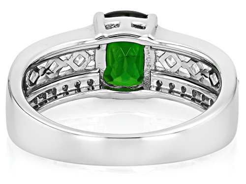 Pre-Owned 1.22ct Chrome Diopside With 0.65ctw Moissanite Fire® Rhodium Over Sterling Silver Ring - Size 10