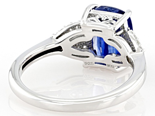Pre-Owned 2.46ct Blue Kyanite with 0.08ctw White Zircon & 0.02ctw Blue Diamond Accent Rhodium Over S - Size 8