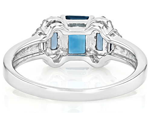 Pre-Owned 1.72ctw Rectangular Octagonal London Blue Topaz With 0.13ctw White Zircon Rhodium Over Sil - Size 8