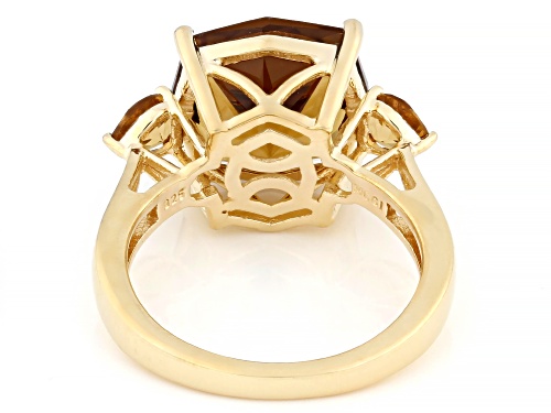 Pre-Owned 6.89ctw Champagne Quartz 18k Yellow Gold Over Sterling Silver Ring - Size 6