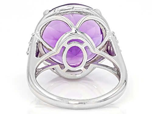 Pre-Owned 7.99ct Canela Amethyst with 0.27ctw White Zircon Rhodium Over Sterling Silver Ring - Size 7