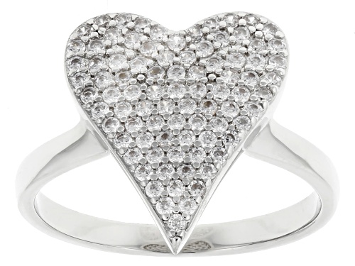 Pre-Owned Bella Luce® 1.95ctw White Diamond Simulant Rhodium Over Brass Heart Ring, Stud, and Neckla