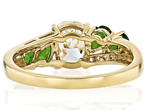 Pre-Owned 2.02ct Strontium Titanate With Chrome & 0.87ctw White Zircon 18k Yellow Gold Over Silver R - Size 6