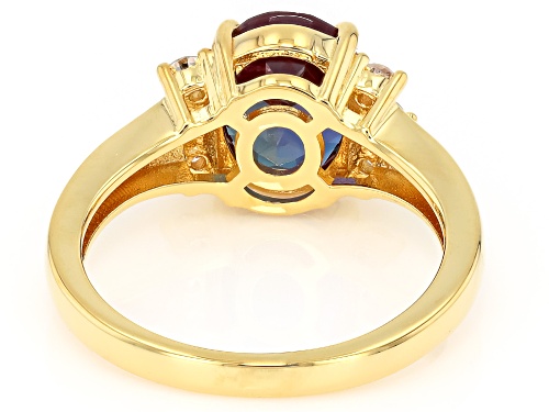 Pre-Owned 2.64ct Lab Alexandrite With 0.17ctw Prazana® Lab Grown Diamonds 18k Yellow Gold Over Silve - Size 5