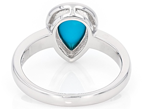Pre-Owned 10x7mm Pear Shape Sleeping Beauty Turquoise Rhodium Over Sterling Silver Ring - Size 10