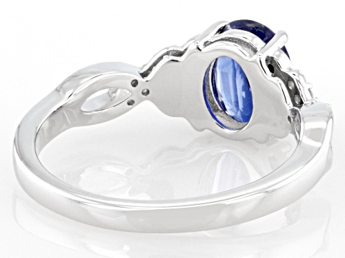 Pre-Owned 1.31ct Kyanite with 0.09ctw Blue Diamond and White Zircon Accent Rhodium Over Sterling Sil - Size 6