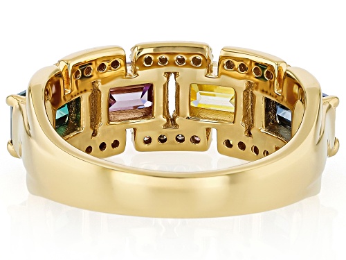 Pre-Owned MOISSANITE FIRE® AND MULTI COLOR MOISSANITE 2.56CTW DEW 14K YELLOW GOLD OVER SILVER RING - Size 7