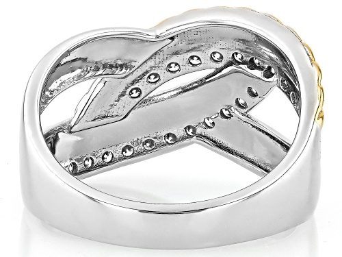 Pre-Owned Moissanite Fire® 0.44ctw DEW Round Platineve® and 14k Yellow Gold Over Silver Ring - Size 10
