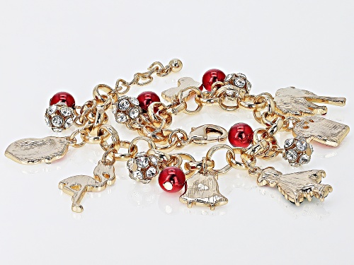 Pre-Owned Off Park® Collection, Crystal & Enamel Gold Tone Holiday Charm Bracelet - Size 7.5