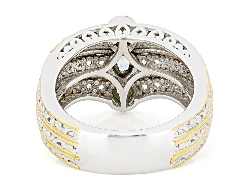 Pre-Owned 1.26ctw Chrysoberyl With White Zircon Rhodium & 24k Gold Over Palladium Sterling Silver Ri - Size 10