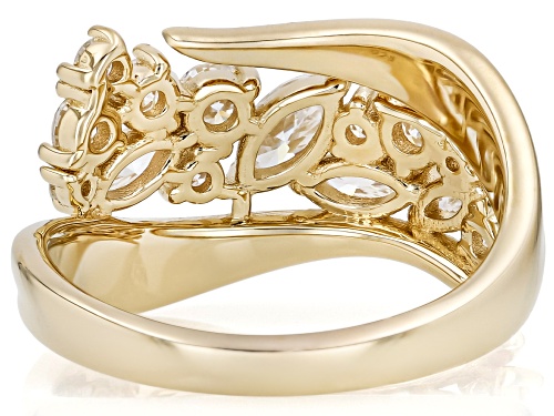 Pre-Owned Moissanite Fire® 1.10ctw DEW Marquise and Round 14k Yellow Gold Over Sterling Silver Bypas - Size 7