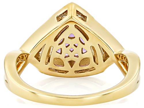Pre-Owned 2.00ct Canela Amethyst With 0.47ctw White Zircon 18k Yellow Gold Over Sterling Silver Ring - Size 7