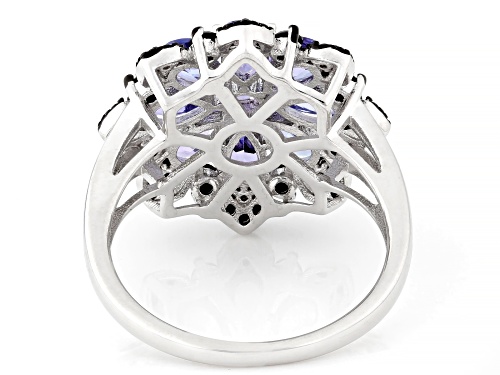 Pre-Owned 1.45ctw Tanzanite With 0.69ctw Black Spinel Rhodium Over Sterling Silver Ring - Size 6