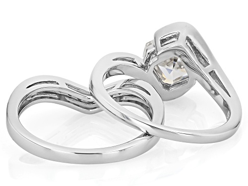 Pre-Owned MOISSANITE FIRE® 2.53CTW DEW ASSCHER CUT AND ROUND BRILLIANT PLATINEVE® RING AND BAND - Size 7