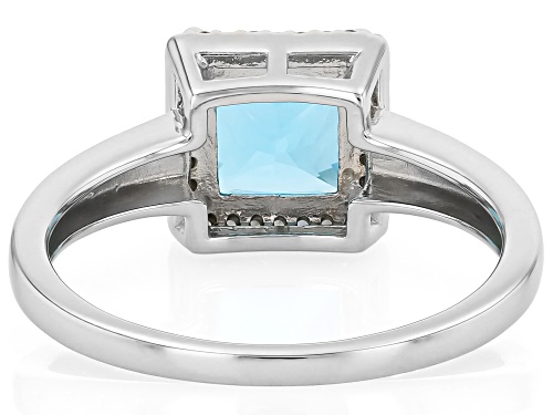 Pre-Owned 1.90ct Princess Cut Swiss Blue Topaz with 0.11ctw White Zircon Platinum Over Sterling Silv - Size 8