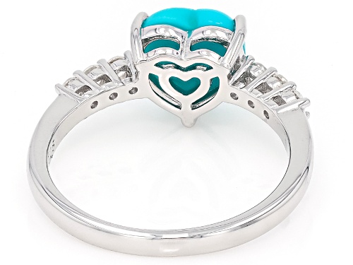 Pre-Owned 8mm Sleeping Beauty Turquoise With 0.15ctw White Zircon Rhodium Over Sterling Silver Ring - Size 9