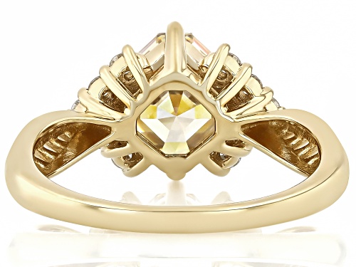 Pre-Owned 3.30ct Strontium Titanate With 0.25ctw Prazana® Lab Grown Diamonds 18k Yellow Gold Over Si - Size 10