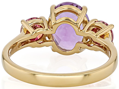 Pre-Owned 2.13ct Canela Amethyst With 0.88ctw Moissanite Fire® 18K Yellow Gold Over Sterling Silver - Size 8
