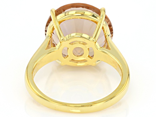Pre-Owned 8.84ct Champagne Quartz 18k Yellow Gold Over Sterling Silver Solitaire Ring - Size 6
