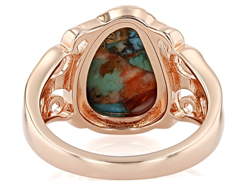 Pre-Owned Timna Jewelry Collection™ Blended Spiny Oyster Shell & Turquoise Copper Solitaire Ring - Size 7