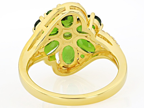 Pre-Owned 4.53ctw Chrome Diopside with 0.12ctw White Zircon 18K Yellow Gold Over Silver Ring - Size 7