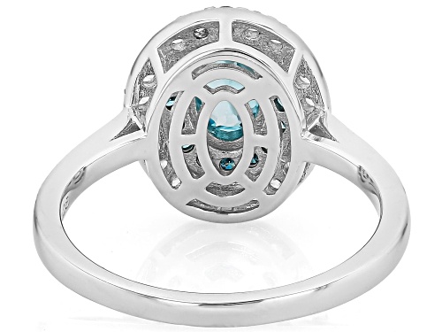 Pre-Owned 1.06ctw Blue & White Zircon with 0.15ctw Blue Prazana® Lab Grown Diamonds Rhodium Over Sil - Size 6