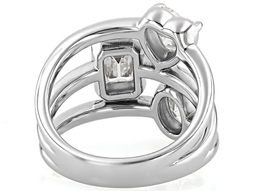 Pre-Owned MOISSANITE FIRE® 2.71CTW DEW EMERALD CUT, HEART SHAPE AND OVAL PLATINEVE® RING - Size 6