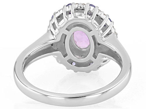 Pre-Owned 1.89ctw Pink Kunzite with Prazana® Lab Grown Diamonds Rhodium Over Sterling Silver Ring - Size 7