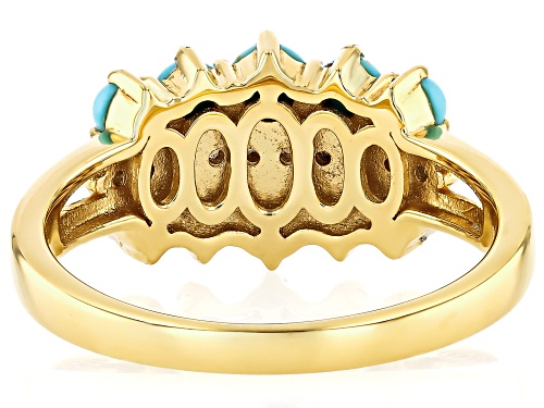 Pre-Owned Sleeping Beauty Turquoise With Cultured Seed Pearl & White Zircon 18k Yellow Gold Over Sil - Size 9