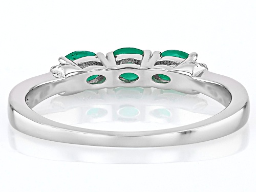 Pre-Owned 0.43ctw Zambian Emerald with 0.05ctw Prazana® Lab Grown Diamonds Rhodium Over Sterling Sil - Size 7