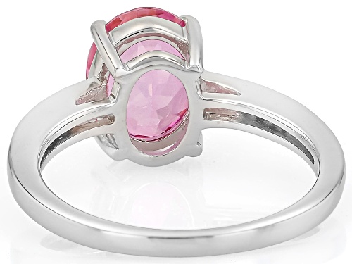 Pre-Owned 2.68ct Oval Pink Topaz With 0.17ctw White Topaz Rhodium Over Sterling Silver Ring - Size 9