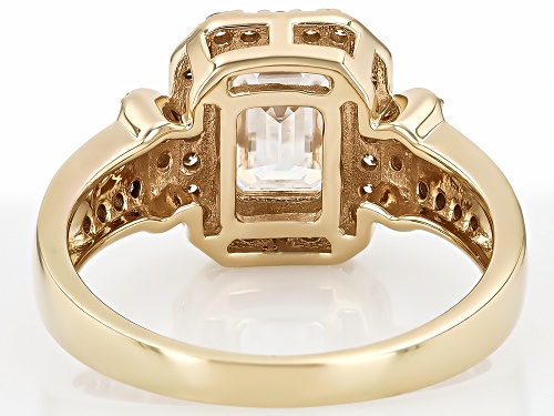 Pre-Owned MOISSANITE FIRE® 2.07CTW DEW AND .13CTW CHAMPAGNE DIAMOND 14K YELLOW GOLD OVER SILVER RING - Size 9