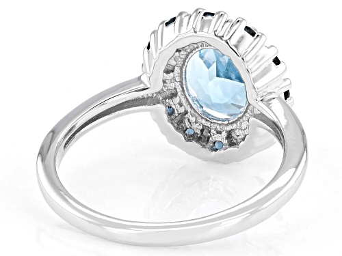 Pre-Owned 1.91ct Oval Glacier Topaz™ with 0.40ctw London Blue Topaz Rhodium Over Sterling Silver Rin - Size 8