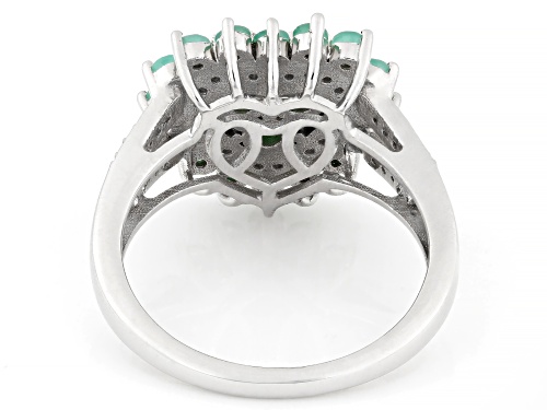 Pre-Owned 0.66ctw Emerald with 0.17ctw White Zircon Rhodium Over Sterling Silver Ring - Size 7