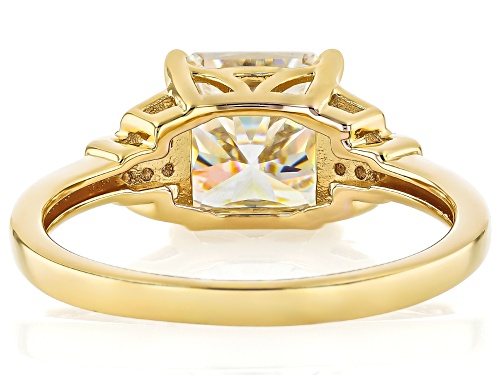 Pre-Owned 3.38ct Snowflake Cut Strontium Titanate with 0.11ctw Zircon 18k Yellow Gold Over Silver Ri - Size 7