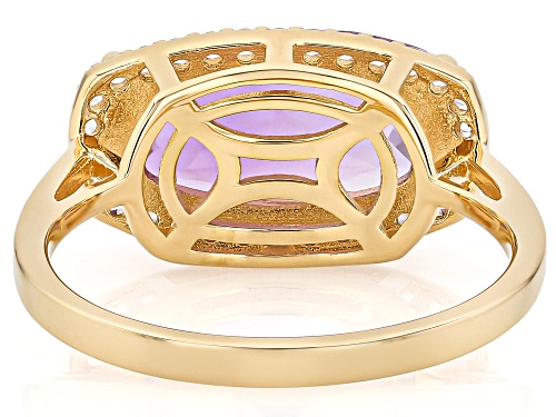 Pre-Owned 3.23ct Canela Amethyst with 0.26ctw White Zircon 18k Yellow Gold Over Sterling Silver Ring - Size 8