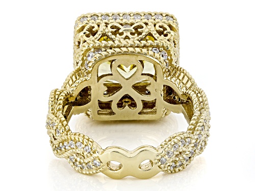 Pre-Owned Judith Ripka 9.51ct Canary & 1.95ctw White Bella Luce® 14k Gold Clad Haute Ring - Size 7